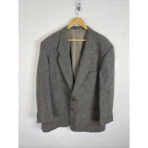 Vintage 90s Giorgio Armani Le Collezioni Blazer Mens 46L Tall Gray Check Italy
